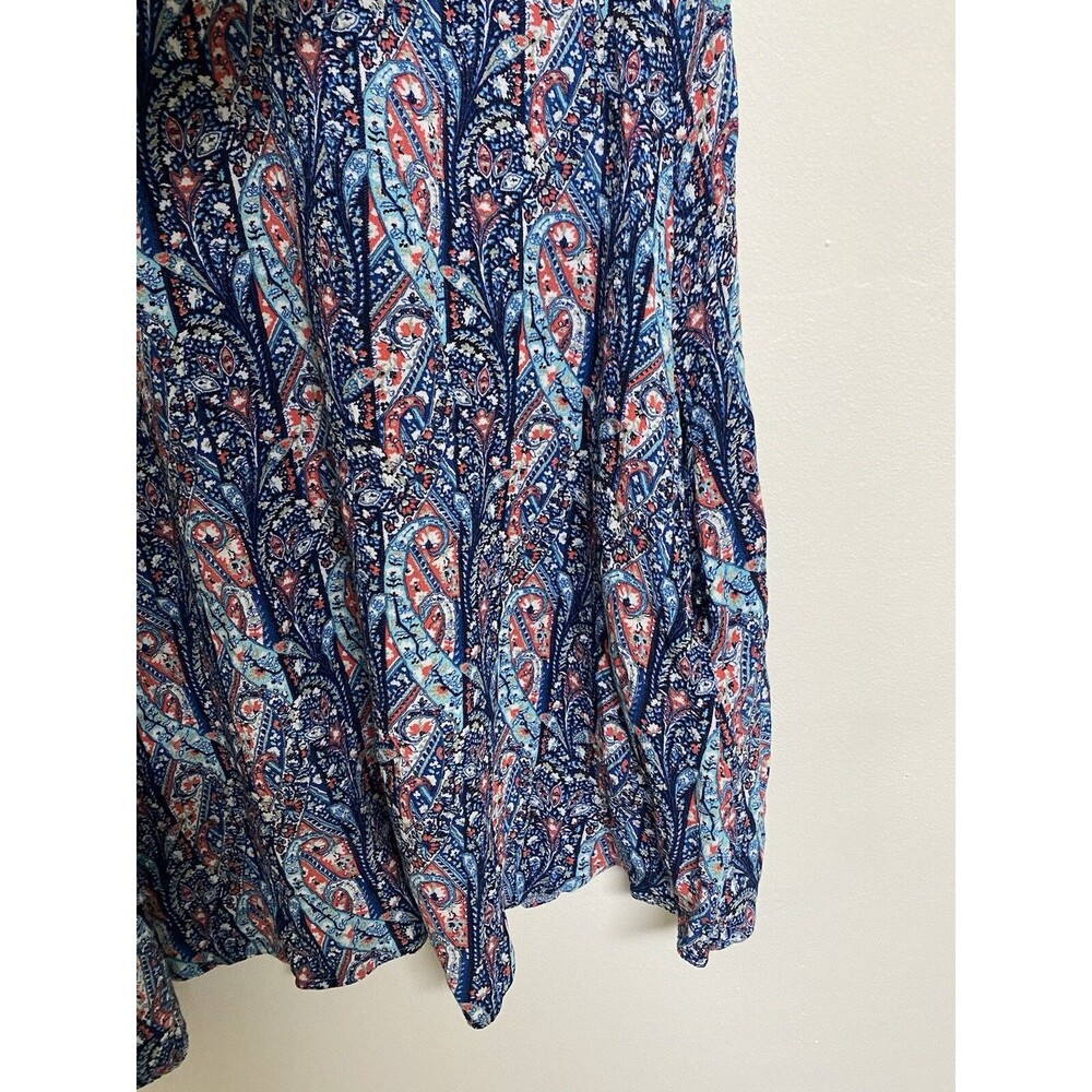 American Eagle Spaghetti Strap Blouse Women's Medium Paisley Blue Boho - Picture 4 of 8
